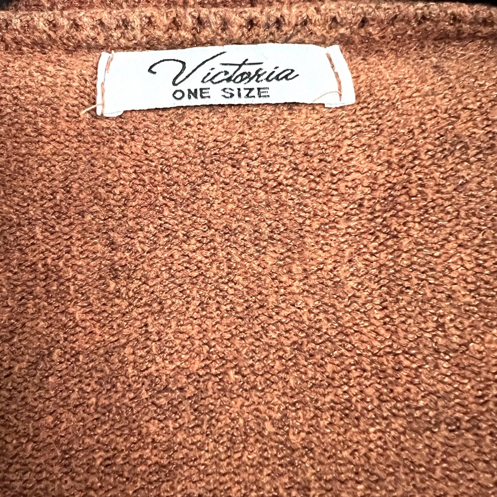 Victoria Women’s Brown/Rust colored Knit Open Front Cardigan Sweater One size - Picture 2 of 8